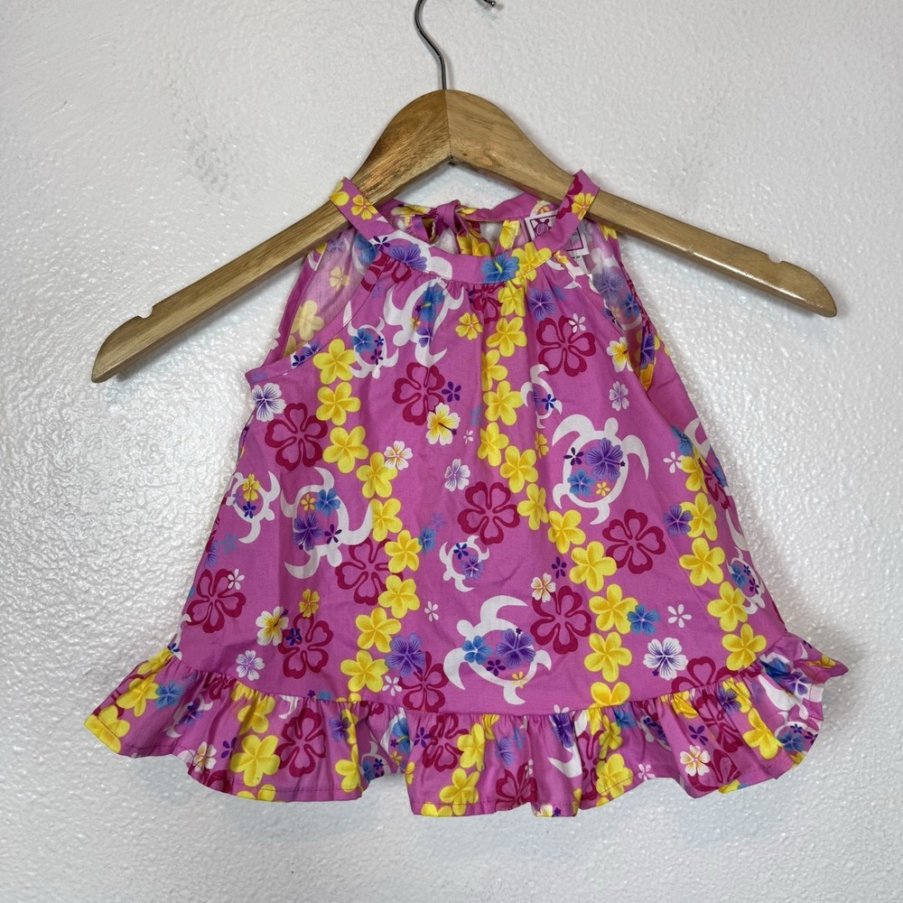 RJC Hawaiian Print Pink Floral‎ Dress Baby Girls 6 Months Hawaii Summer Vacation